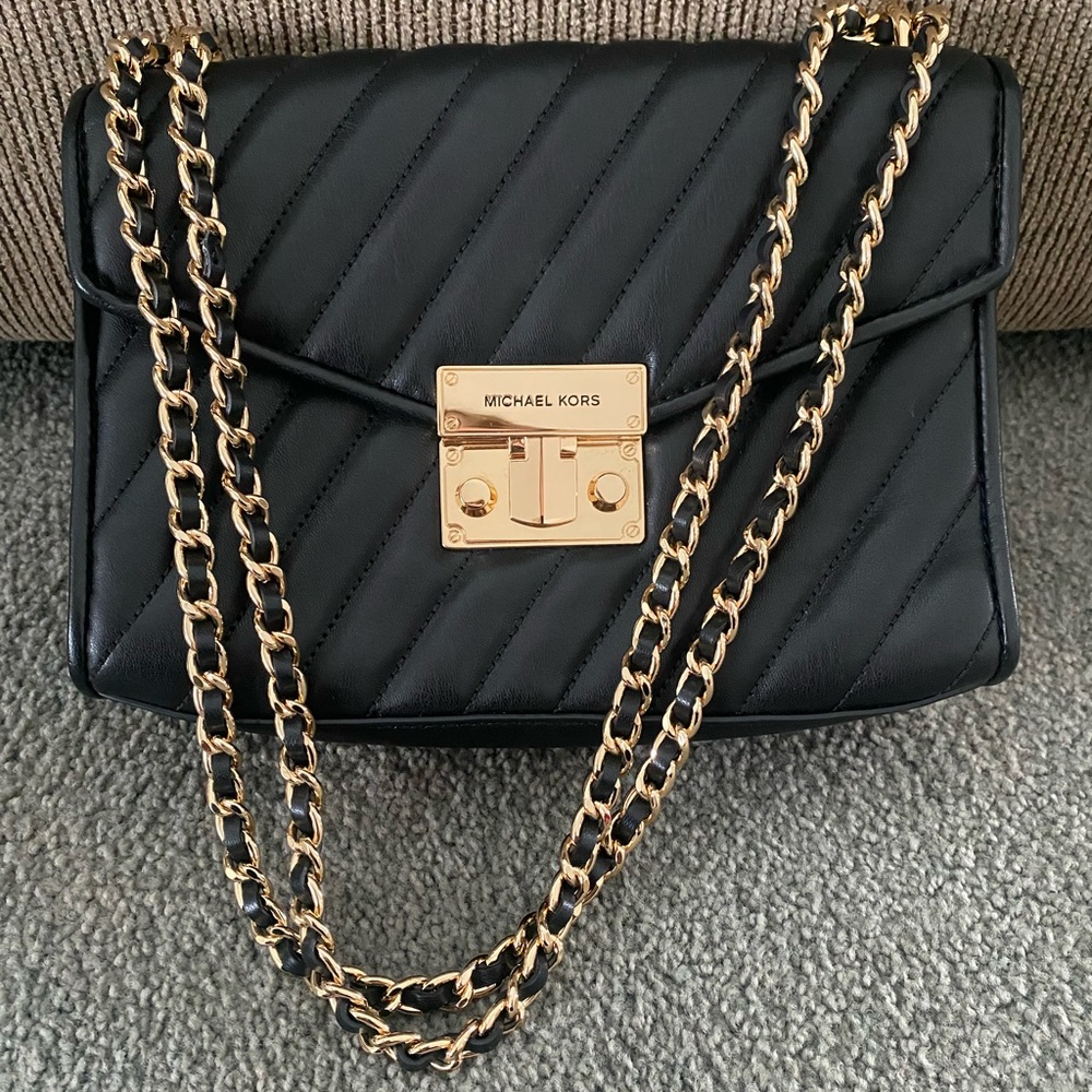 Michael Kors Rose Quilted Faux Leather Shoulder Bag